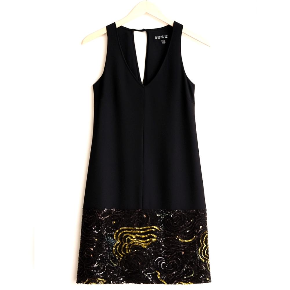 MM Couture By Miss Me Black Sleeveless Dress – Sequin Embellished Hem – Size M